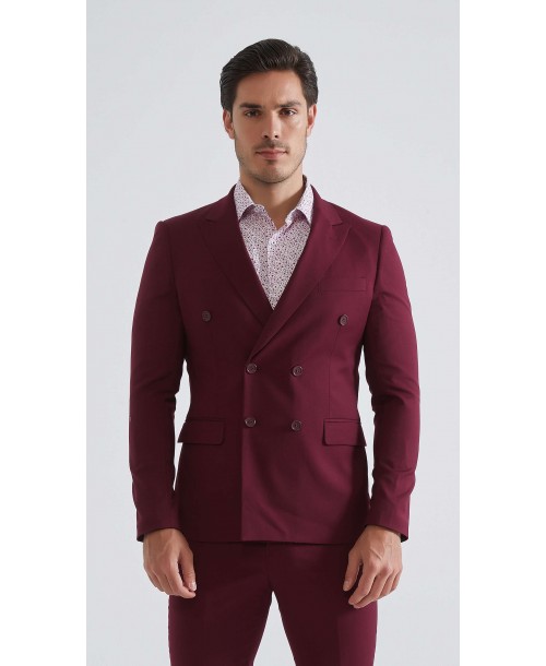 COS-H054 Costume croisé 2 pièces (T46 à T58) - Bordeaux