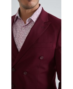 COS-H054 2 pieces double breasted suit (T46 to T58) - Burgundy