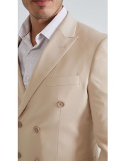 COS-H055 Costume croisé 2 pièces (T46 à T58) - Beige