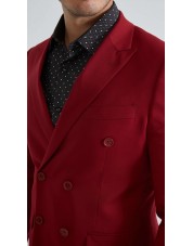 COS-H058 Costume croisé 2 pièces (T46 à T58) - Rouge