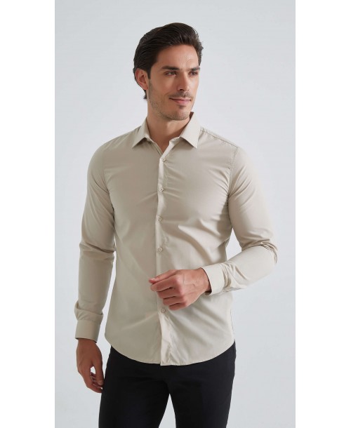SLIM1009-84 Chemise slim fit - Beige