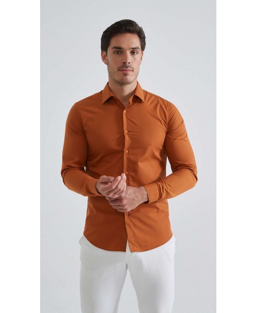 SLIM1009-88 Chemise slim fit - Terracotta