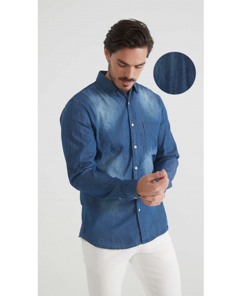 DN-J052-01 Chemise jean - Bleu foncé