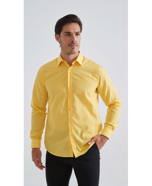 YE-214 Chemise jaune confort fit