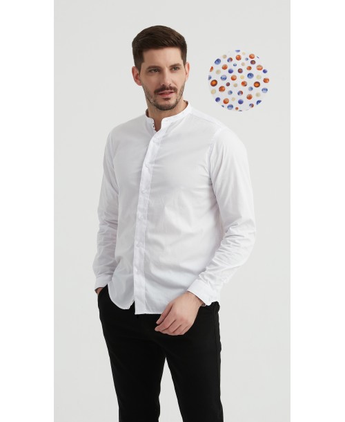 ENZO-116-01 Chemise col mao - Blanc