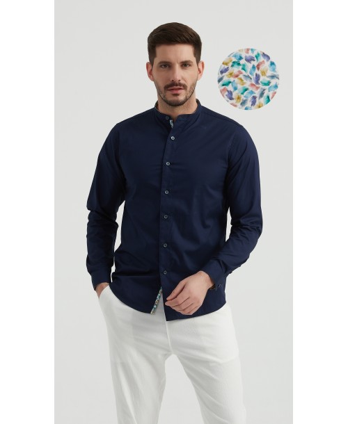 ENZO-116-04 Chemise col mao - Marine