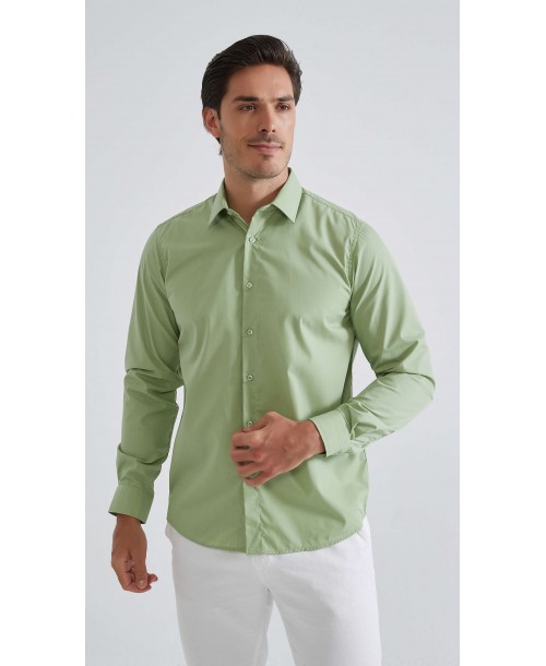 YE-287 Chemise unie coupe confort - Vert sauge