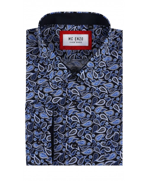 GT-7033-01 Chemise à motifs du 2XL au 5XL- Bleu