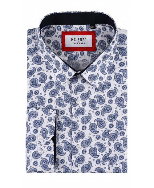 GT-7033-13 Chemise à motifs du 2XL au 5XL- Blanc