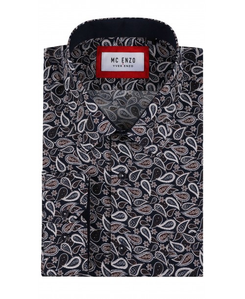 GT-7033-02 Chemise à motifs du 2XL au 5XL- Marine