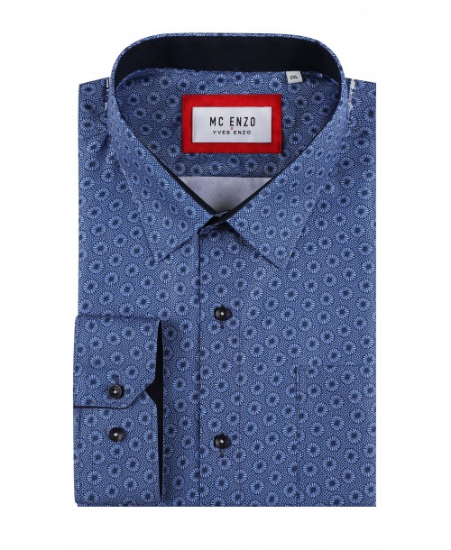 GT-7033-03 Chemise à motifs du 2XL au 5XL- Bleu