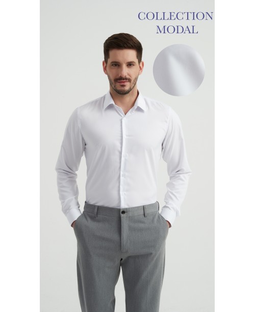 MOD-3308-1 Chemise en modal - Blanc