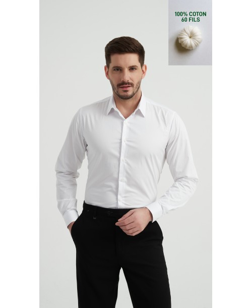 SAT-254-1 Chemise en coton compact - Blanc
