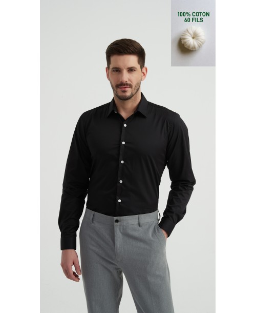 SAT-254-2 Chemise en coton compact - Noir