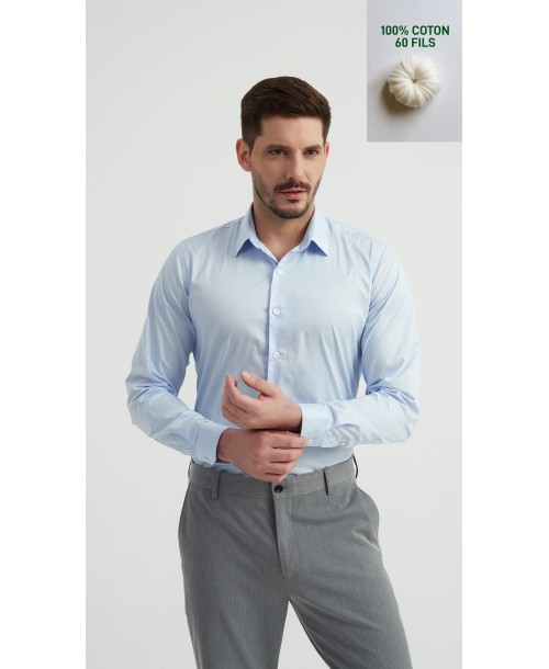 SAT-254-5 Chemise en coton compact - Ciel