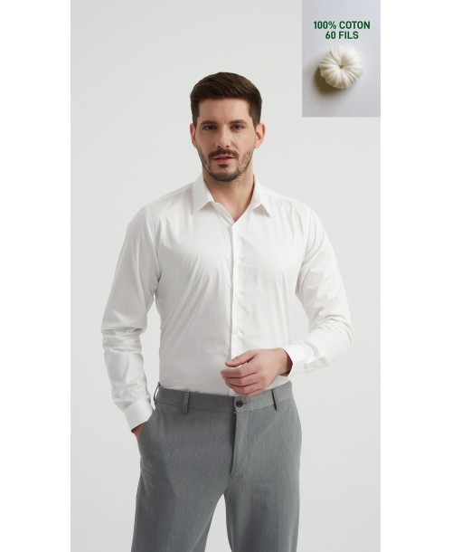 SAT-254-6 Chemise en coton compact - Ivoire