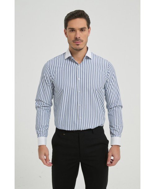 1506245-01 Chemise à rayures coupe confort - Bleu