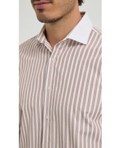 1506245-02 Chemise à rayures coupe confort - Beige
