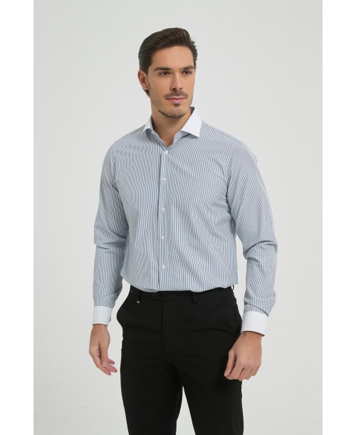 1506245-03 Chemise à rayures coupe confort - Noir