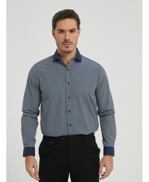 1506246-02 Chemise à rayures coupe confort - Marine