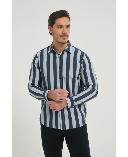 1506249-01 Chemise à rayures coupe confort - Bleu