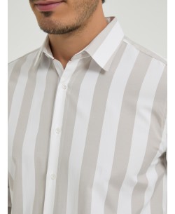 1506249-03 Chemise à rayures coupe confort - Beige