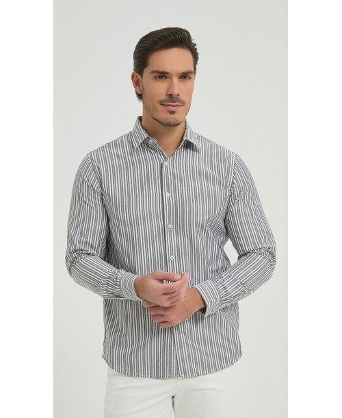 1506249-05 Chemise à rayures coupe confort - Noir