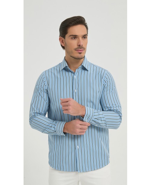 1506249-06 Chemise à rayures coupe confort - Ciel