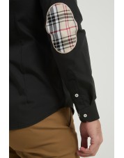 SLIM5053-02 Chemise carreaux tartan à coudières slim fit - Noir