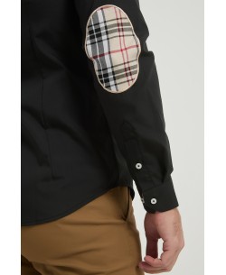 SLIM5053-02 Chemise carreaux tartan à coudières slim fit - Noir