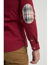 SLIM5053-04 Chemise carreaux tartan à coudières slim fit - Bordeaux