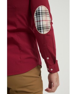SLIM5053-04 Chemise carreaux tartan à coudières slim fit - Bordeaux