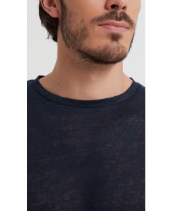 23501-03 T-shirt bleu marine en lin