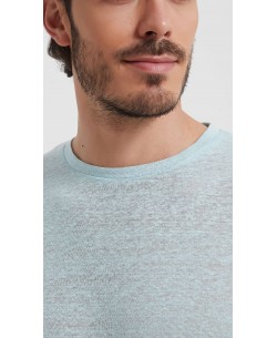 23501-07 T-shirt bleu ciel en lin
