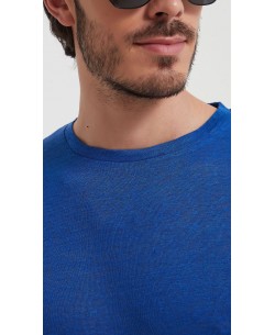 23501-08 T-shirt bleu royal en lin