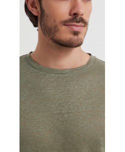 23501-09 T-shirt kaki en lin