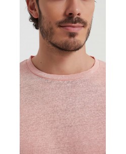 23501-14 T-shirt rose saumon en lin
