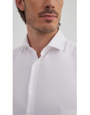 BAM-3307-1 Chemise en bambou tissu chevron - Blanc