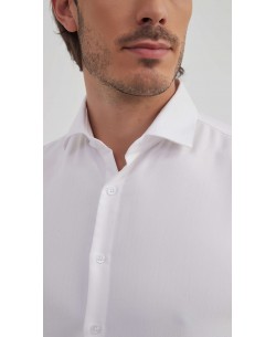 BAM-3307-1 Chemise en bambou tissu chevron - Blanc