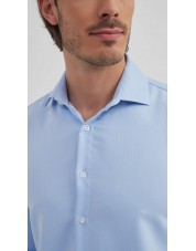 BAM-3307-2 Chemise en bambou tissu chevron - Bleu