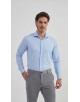 BAM-3307-2 Chemise en bambou tissu chevron - Bleu