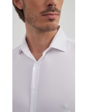 BAM-3307-3 Chemise en bambou tissu piqué - Blanc