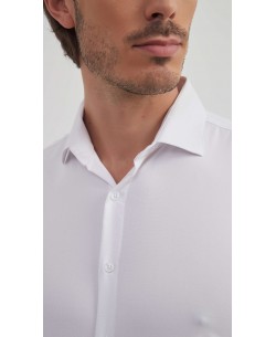 BAM-3307-3 Chemise en bambou tissu piqué - Blanc