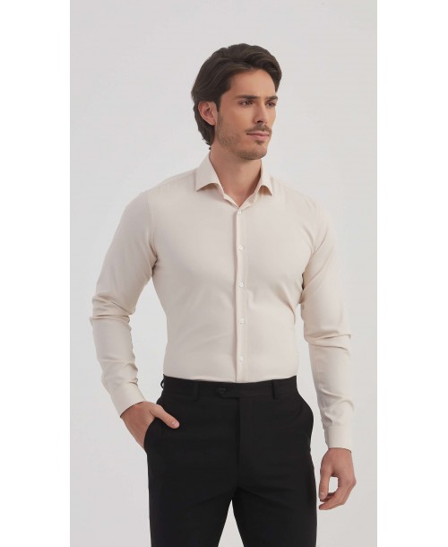 BAM-3390-4 Chemise en bambou tissu piqué - Champagne