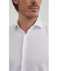 BAM-3390-5 Chemise en bambou à rayures sergé - Blanc