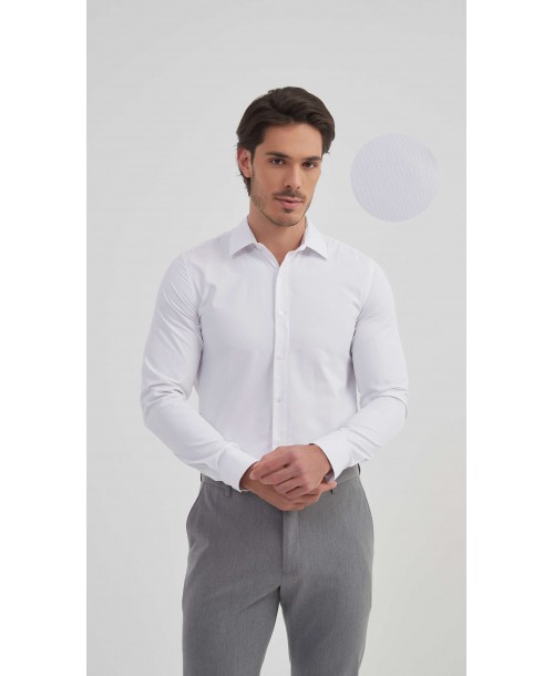 SLIM5050-1 Chemise nid d'abeille- Blanc