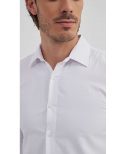 SLIM5050-1 Honeycomb shirt - White