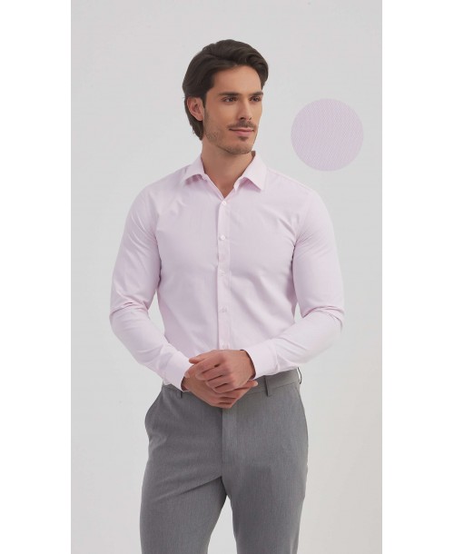 SLIM5050-2 Chemise nid d'abeille- Rose
