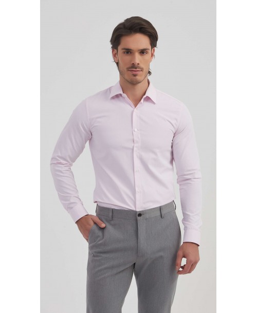 SLIM5050-2 Chemise nid d'abeille- Rose