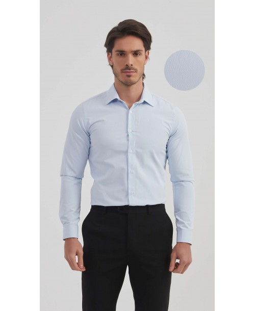 SLIM5050-3 Chemise nid d'abeille- Ciel